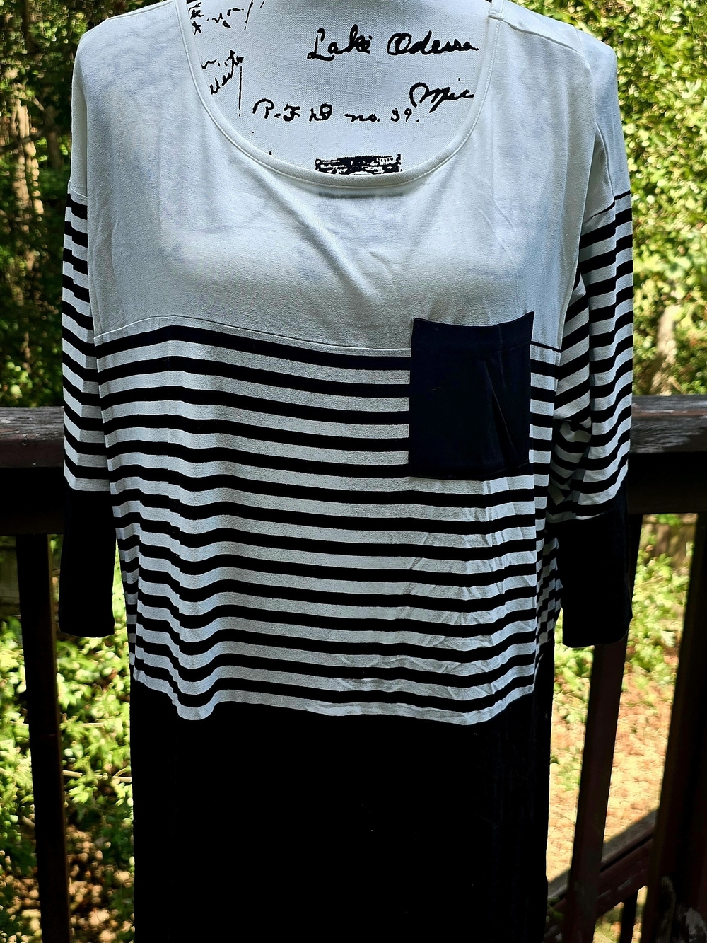 torrid Black & White Striped 3/4 Sleeve Dress with Pocket